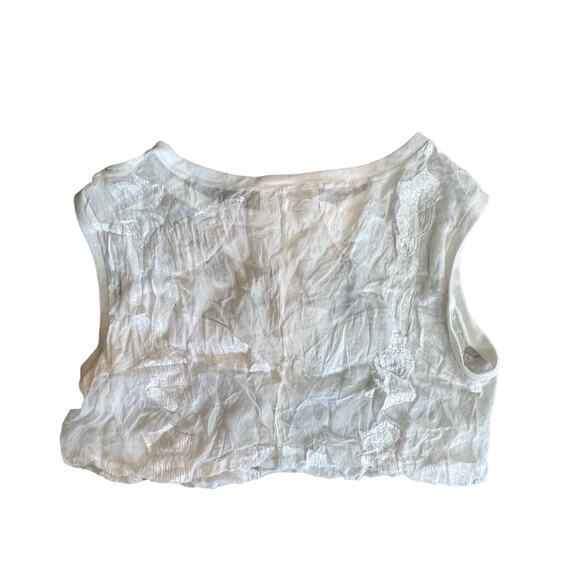 LOYD/FORD Palm Springs Sheer Ivory Cut Off Crop Top - Picture 7 of 9